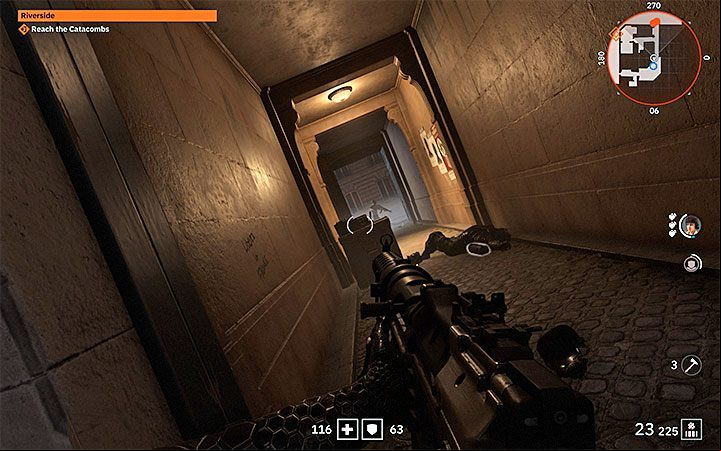Go towards the stairs and the lit-up street - Riverside | Wolfenstein Youngblood Walkthrough - Main story - Wolfenstein Youngblood Guide