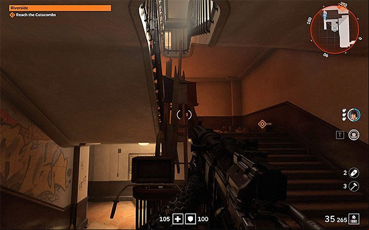 If youve been spotted prematurely or want to get rid of all the enemies, take care of the security system of the left building - Riverside | Wolfenstein Youngblood Walkthrough - Main story - Wolfenstein Youngblood Guide