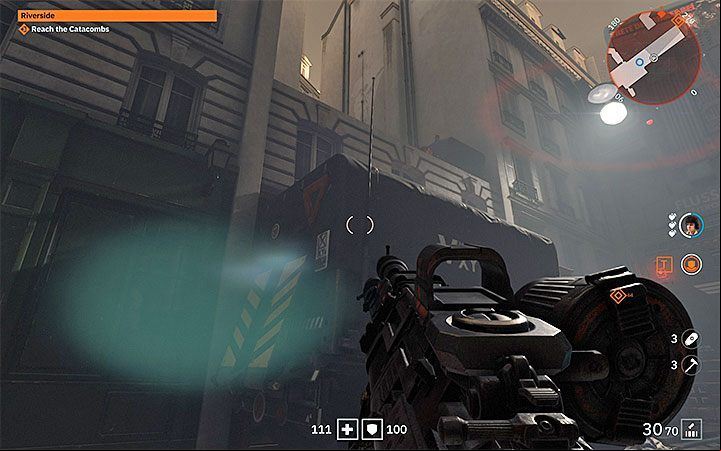In the area patrolled by the Panzerhund, accompanied by ordinary enemies, there is a fork in the road - Riverside | Wolfenstein Youngblood Walkthrough - Main story - Wolfenstein Youngblood Guide