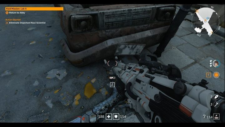 Under a damaged car youll find glasses - Secrets and collectibles in Detention Area | Wolfenstein Youngblood - Collectibles and secrets - Wolfenstein Youngblood Guide