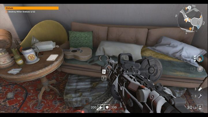 On the table, next to a beige sofa, there is a letter - Secrets and collectibles in Little Berlin | Wolfenstein Youngblood - Collectibles and secrets - Wolfenstein Youngblood Guide