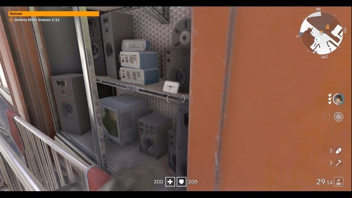 You will find the white cassette tape in the shop window between the speakers - Secrets and collectibles in Little Berlin | Wolfenstein Youngblood - Collectibles and secrets - Wolfenstein Youngblood Guide