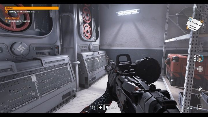 In the engine room, on one of the metal shelves, youll find a red box - Secrets and collectibles in Little Berlin | Wolfenstein Youngblood - Collectibles and secrets - Wolfenstein Youngblood Guide
