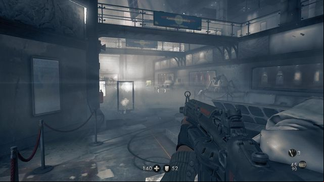 In this hall, in the room on the left - London Nautica - Secrets - Wolfenstein: The New Order - Game Guide and Walkthrough