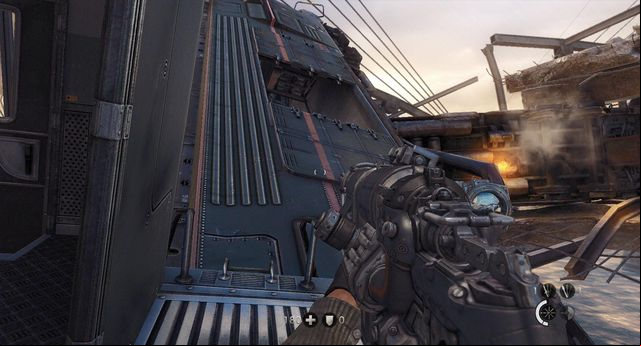 Cross this carriage - Gibraltar Bridge - Main missions - Wolfenstein: The New Order - Game Guide and Walkthrough