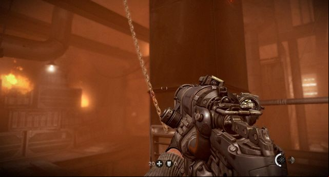Cut the chain to jump into the shaft - Under Attack - Main missions - Wolfenstein: The New Order - Game Guide and Walkthrough