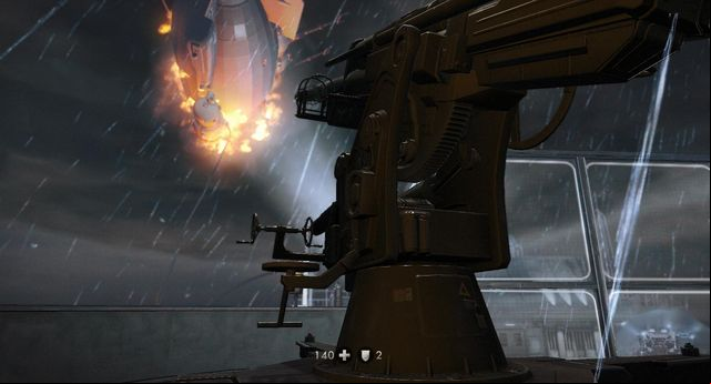 Use cannons to shoot down zeppelins - Return to Deathsheads Compound - Main missions - Wolfenstein: The New Order - Game Guide and Walkthrough