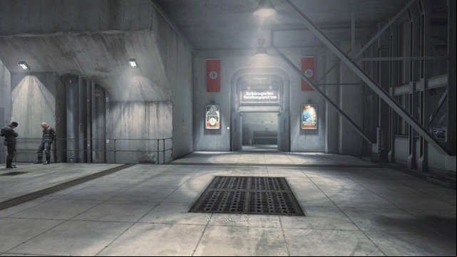 Follow Wesley to the railway, and once it has reached its destination, go out and head toward the exit shown in the picture - Prologue - Walkthrough - Wolfenstein: The Old Blood - Game Guide and Walkthrough
