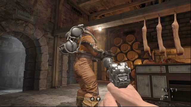 Once the first commander is out, go to the other side of the room, and kill the other one - Chapter 3 -Wolfenstein Keep - Walkthrough - Wolfenstein: The Old Blood - Game Guide and Walkthrough