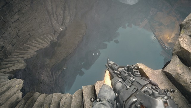 After going through the crypt filled with zombies, you will get to round stairs - Chapter 8 - Dig Site - Walkthrough - Wolfenstein: The Old Blood - Game Guide and Walkthrough