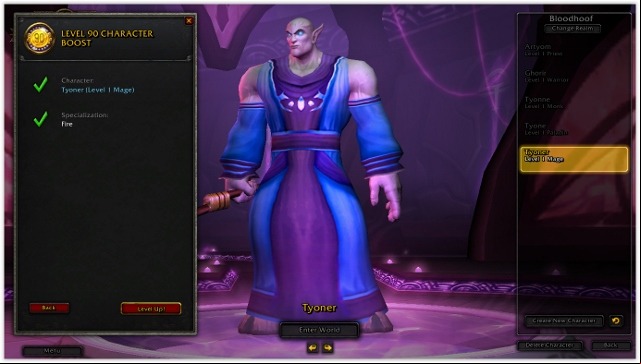 After you select specialization, all left to do is to click the level up - 5. Character boost to level 90 - World of Warcraft: Warlords of Draenor in 10 Easy Steps - World of Warcraft: Warlords of Draenor Game Guide