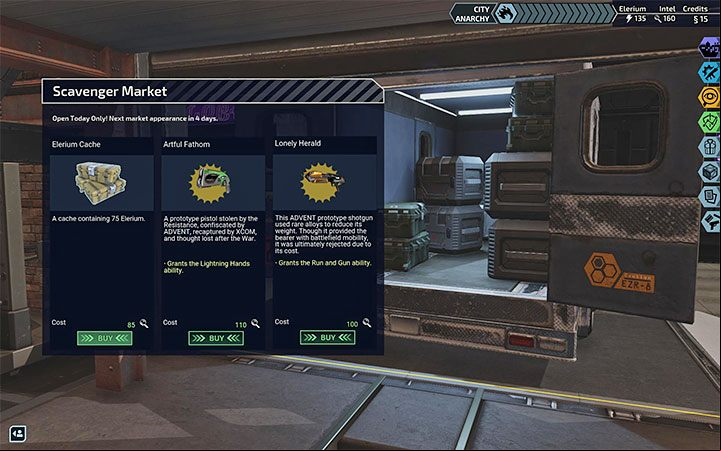 The second method of acquiring epic weapons is to buy them at the Scavenger Market - XCOM Chimera Squad: Better weapons and grenades - how to get? - FAQ - XCOM Chimera Squad Guide