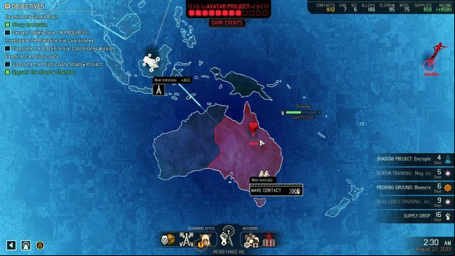 The progress bar on top of the screen shows the current state of the AVATAR Project. - The AVATAR Project | Game mechanics - Game mechanics - XCOM 2 Game Guide