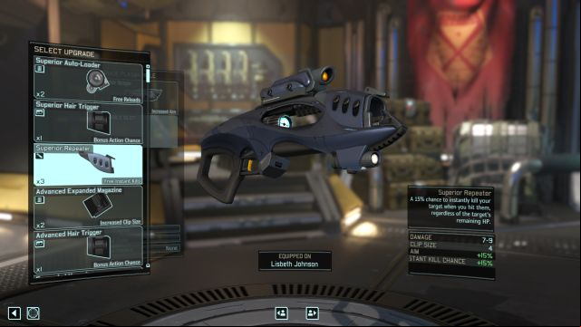 The screen representing the process of upgrading weapons. - Weapon upgrades | Soldier equipment - Soldier equipment - XCOM 2 Game Guide