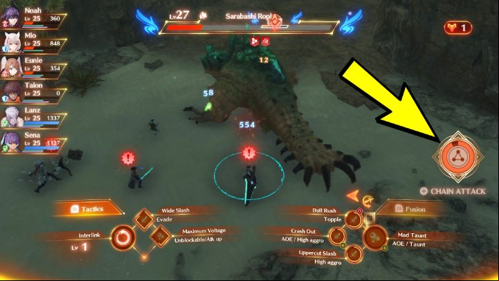 When the Chain Attack gauge, displayed on the right side of the screen, is charged, press Plus to use this technique - Xenoblade 3: Chain Attack - how to perform, how to get many TP, Overkill - Basics - Xenoblade Chronicles 3 Guide