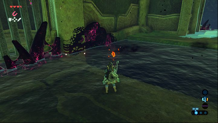 Destroy the being thats entwining the bars - Free the Divine Beasts | Zelda Breath of the Wild walkthrough - Main quests - The Legend of Zelda Breath of the Wild Guide