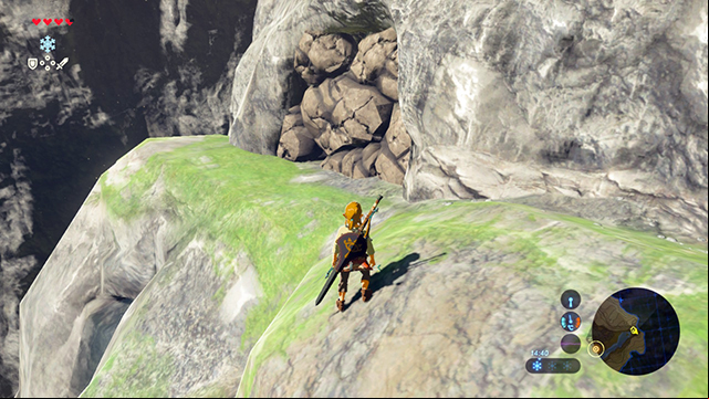 Use a bomb to destroy the wall - Side quests in Dueling Peaks Tower in Zelda Breath of the Wild - Side quests - The Legend of Zelda Breath of the Wild Guide